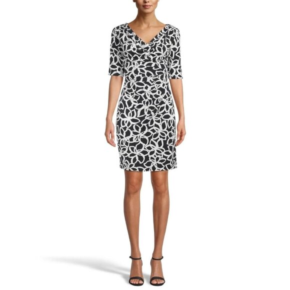 Size 12 ANNE KLEIN VALENTINA GRAY PRINTED SHEATH DRESS Day/Evening Spring Summer - Picture 1 of 6